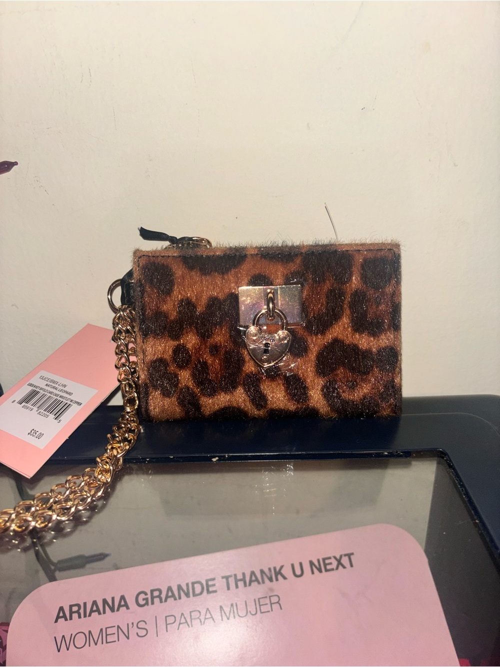 Leopard Print Chain Crossbody Bag - Brown